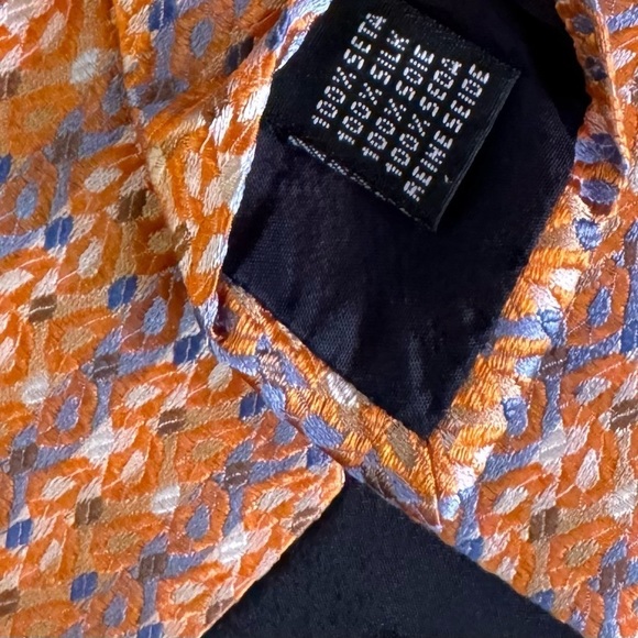 DORMEUIL 100% Silk Orange Striped  Geometric Jacquard Repp Necktie - Picture 8 of 11